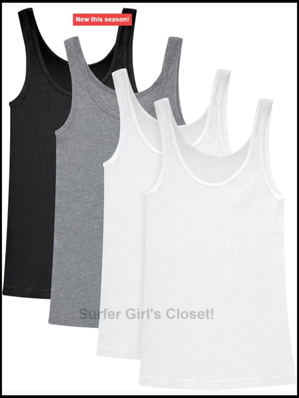 Hanes Ribbed Cotton Blend Tank Top 4-Pack Scoop Neck Sleeveless